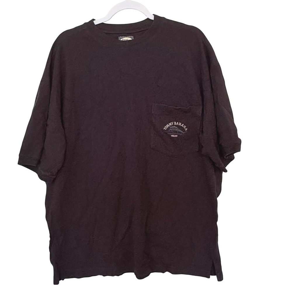 Vtg Tommy Bahama Relax Pocket T-Shirt Men L Black Marlin Cotton 90s Y2K Gorpcore